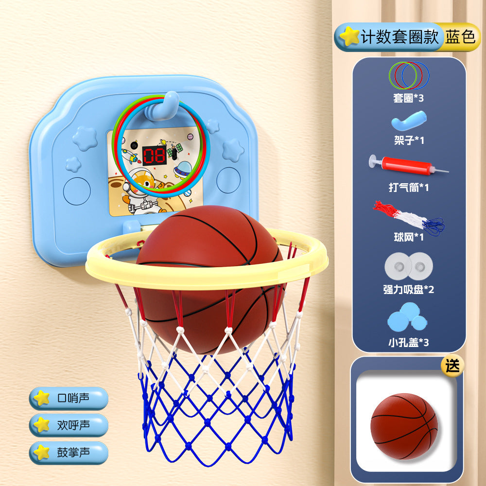 Kids' hanging basketball hoop - indoor/outdoor, no drilling required, foldable, with scoring system and rings - perfect for kindergarten basketball games and toys