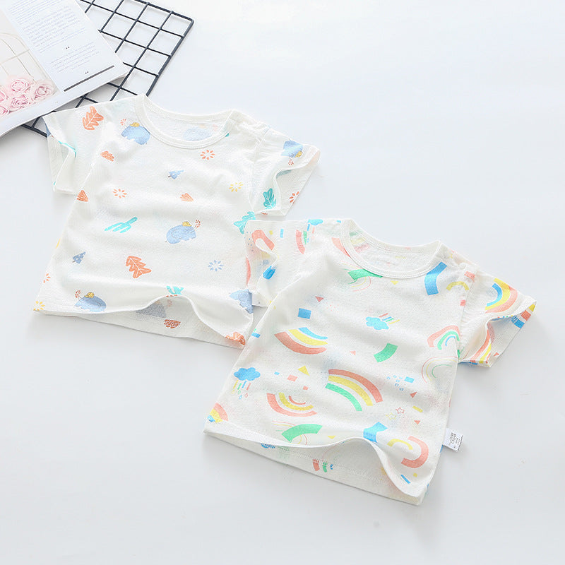 Baby short-sleeve t-shirt, summer infant top, 100% cotton, 0-4 years old, toddler summer outfit, boys' and girls' short-sleeve undershirt, trendy style