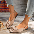 Summer flat bow-tie peep-toe sandals 2025 new export fashion plus size pointed toe open back sandals women's wholesale