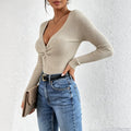 european and american cross-border new sexy v-neck knitted bodycon sweater