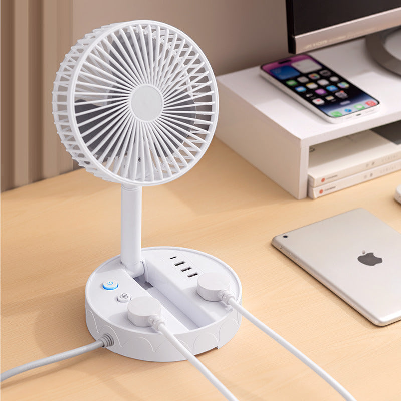Creative small fan with socket panel, multi-hole usb fast charging socket, vertical socket, socket board for student dormitories