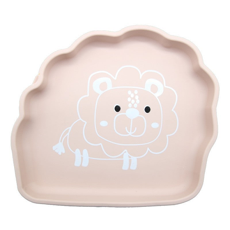 Cross-border children's silicone dinner plate baby partition plate complementary food bowl suction cup anti-drop animal shape silicone tableware