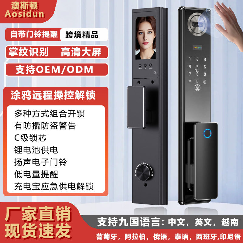 Face recognition fingerprint lock visual electronic password lock anti-theft door lock c-level lock core smart door lock manufacturer in stock