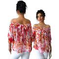 Women's  summer european and american style new long-sleeved loose pink blouse