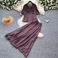 French chic embroidered blouse and high-waisted midi skirt two-piece set - women's summer commute style, slimming and elegant outfit