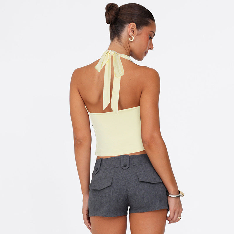 fashion for europe and america:  summer new arrivals - spicy girl style sexy halter neck tie backless slim-fit tank top