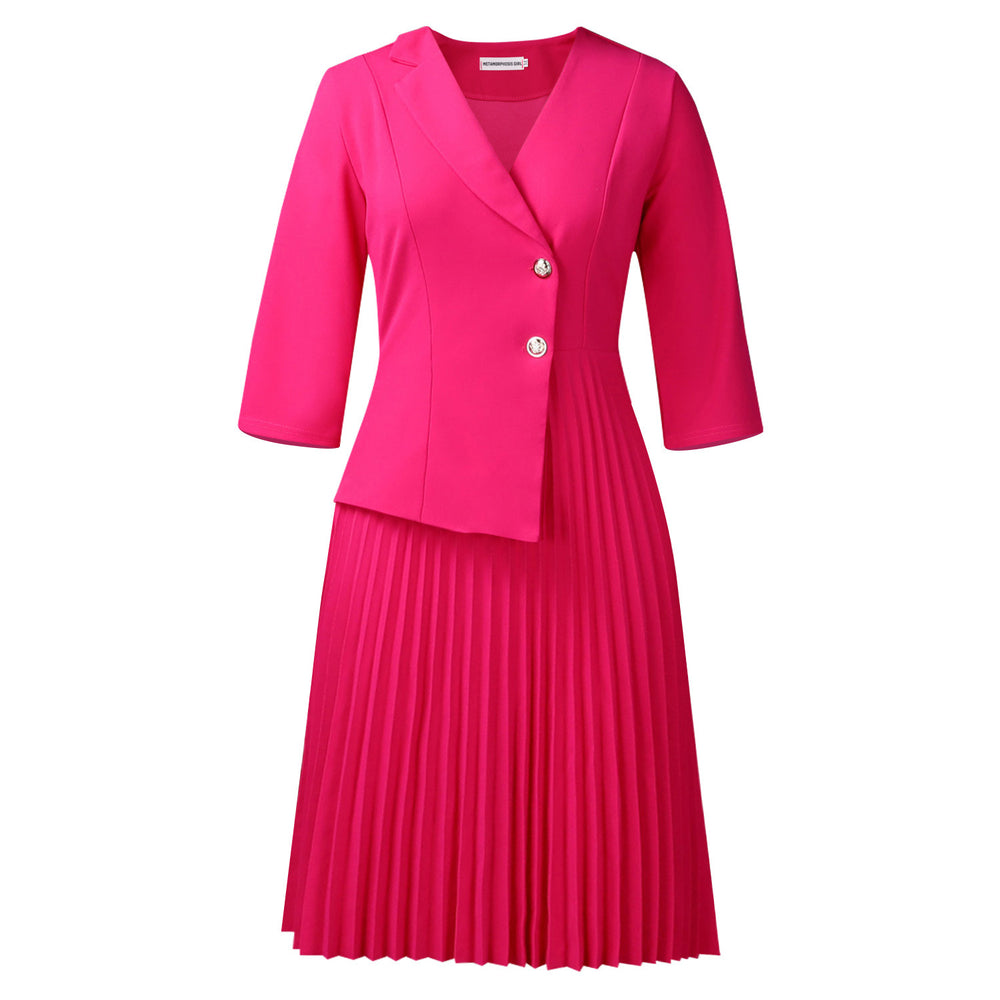 D597 cross-border  european and american women's winter suit collar shirt plus size fashionable elegant pleated foreign trade dress