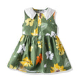 Wholesale foreign trade spring/summer new arrivals: printed floral european and american style girls' dresses, baby turn-down collar sleeveless princess dresses