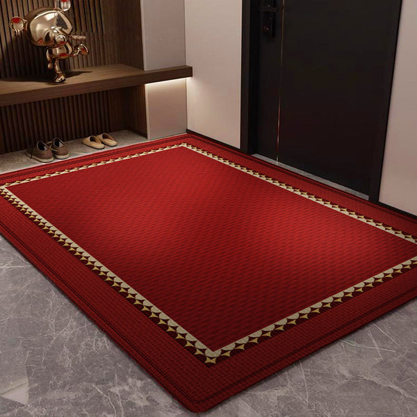 Red festive New Year's entrance door floor mat household entrance advanced sense door mat water-absorbing, non-slip and dirt-resistant foot mat