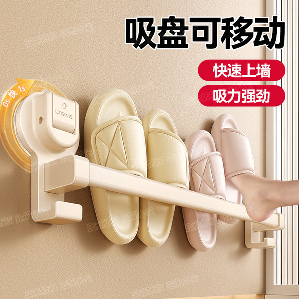 Toilet suction cup shoe rack non-punching wall-mounted toilet bathroom door rear slippers drain storage rack