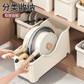 Kitchen pot and pan organizer with lid and spice storage, rolling under-sink cabinet organizer, multifunctional storage rack