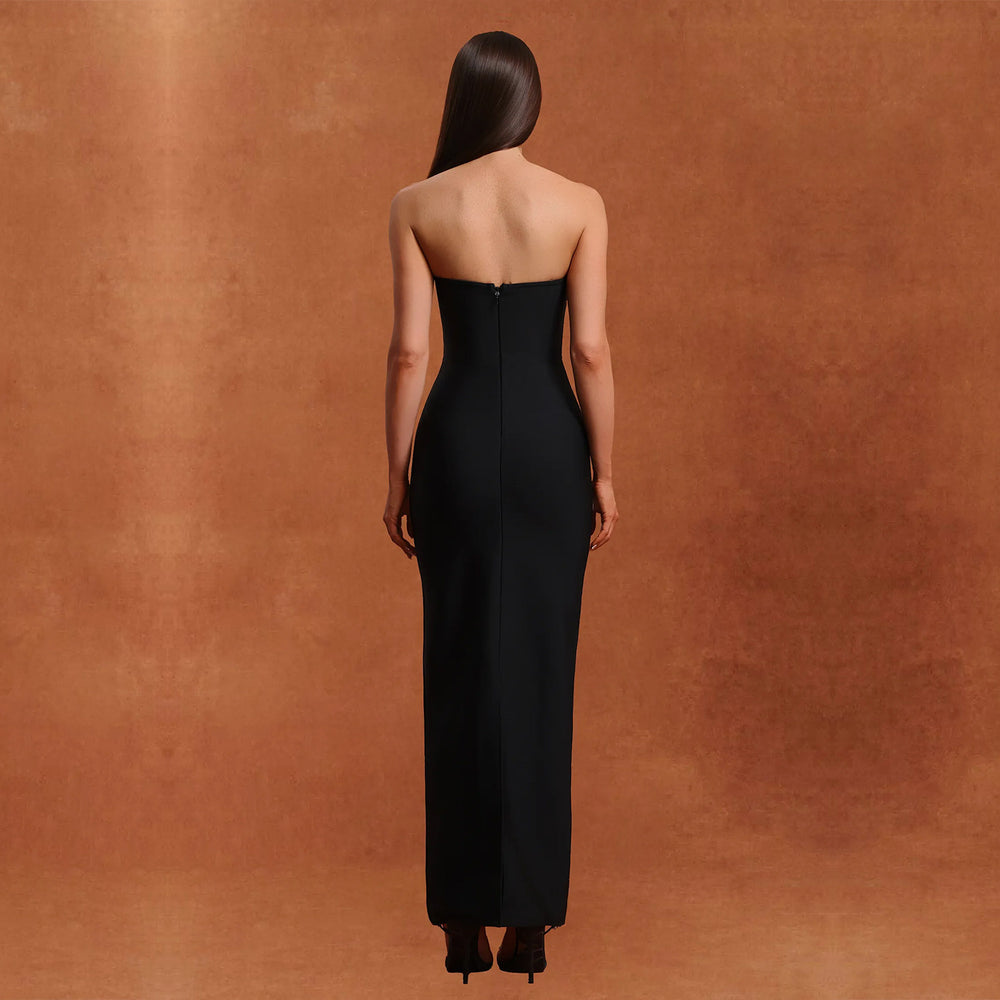 C7503 cross-border   fashion women's sexy bandeau high-end rhinestone backless dress