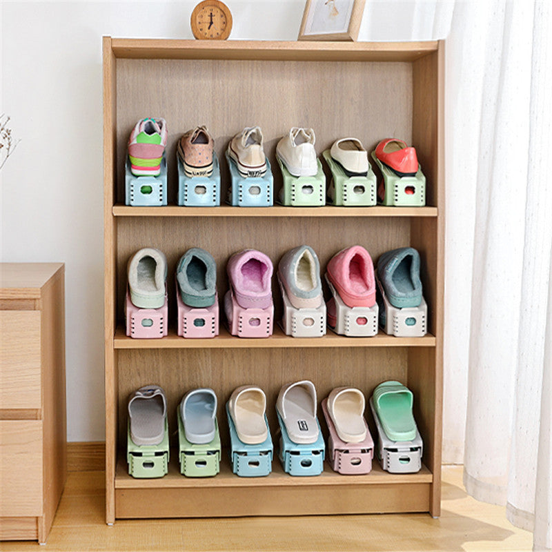 Storage shoe rack, shoe storage rack, simple and modern double-layer integrated adjustable household dormitory shoe bracket wholesale