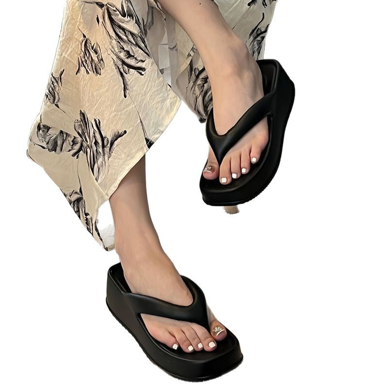 Women's flip-flops: chunky platform, 2025 new summer collection, trendy beach sandals, non-slip & odor-resistant