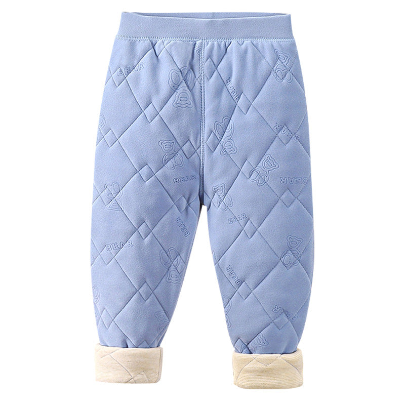 School uniform essential: autumn/winter kids' cotton pants - boys' warm & cold-proof trousers, three-layer fleece-lined & extra thick girls' leggings