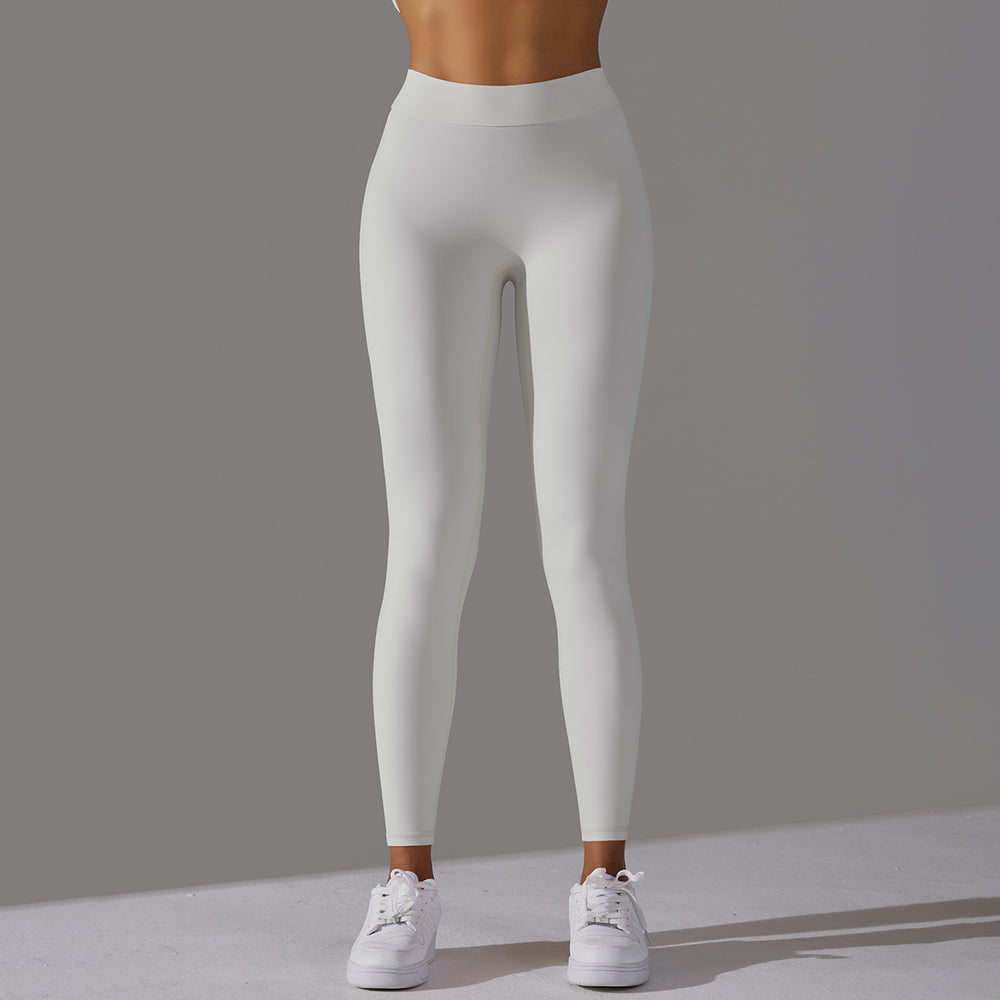 Fashionnew arrival butt lift and tummy control without embarrassing line elastic tight yoga pants v waist brushed nude sports fitness pants