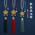 Car rearview mirror pendant chinese style ruyi lock hand-woven car pendant cloisonné tassel pendant with blessing character