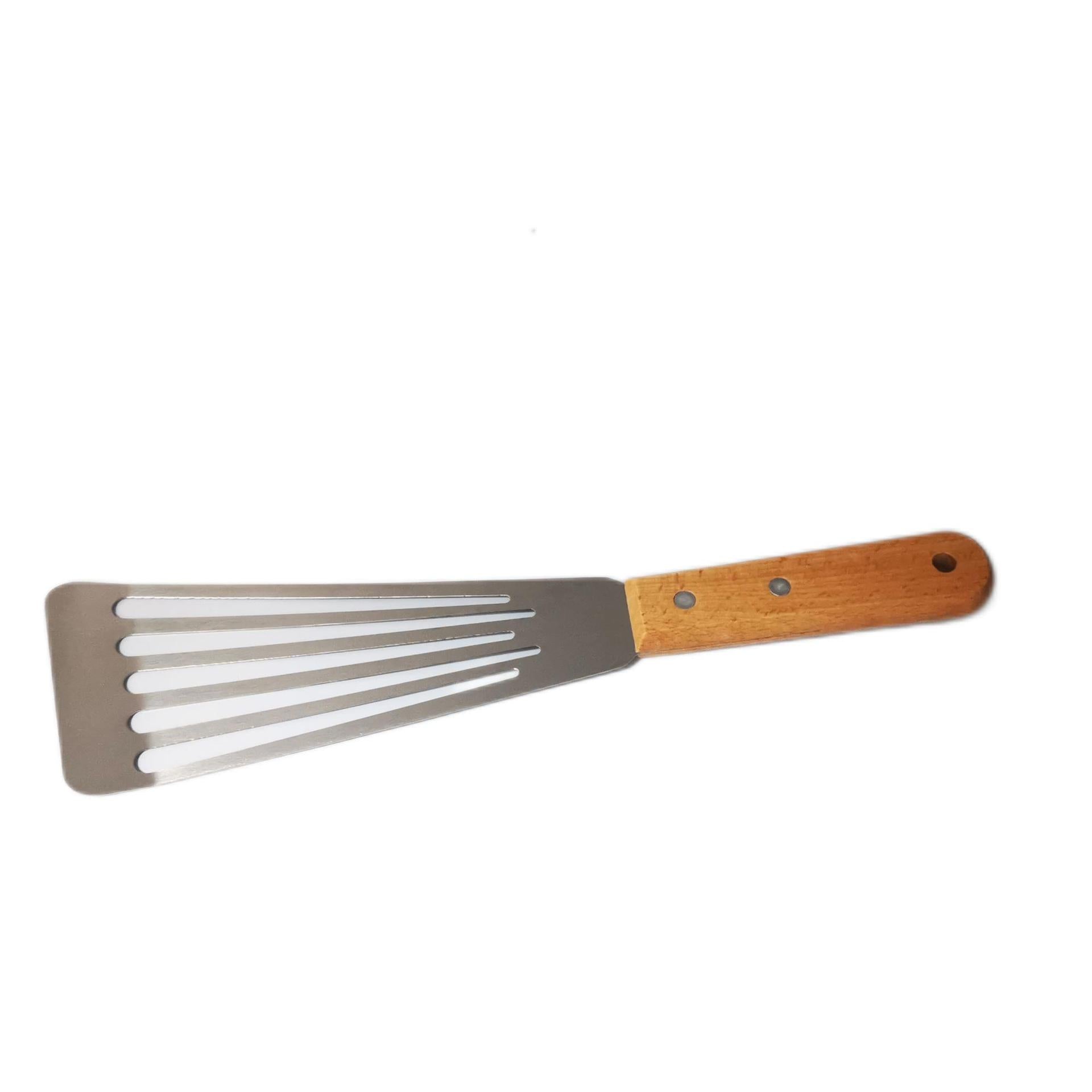 Cross-border stainless steel wooden handle frying shovel combination oblique cooking shovel iron plate steak cooking shovel pancake BBQ tool