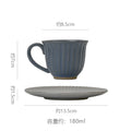 Vintage ceramic striped coffee cup and saucer set - stylish stoneware mug for office afternoon tea, water, or milk