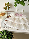 Girls' spaghetti strap satin cake dress -  summer new arrival: stylish, sweet, comfortable, and skin-friendly fashion for your little girl