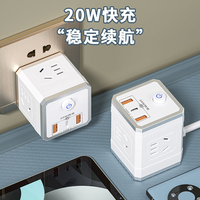Smart timer socket converter wireless multifunctional magic cube extension plug with usb charging and wired power strip