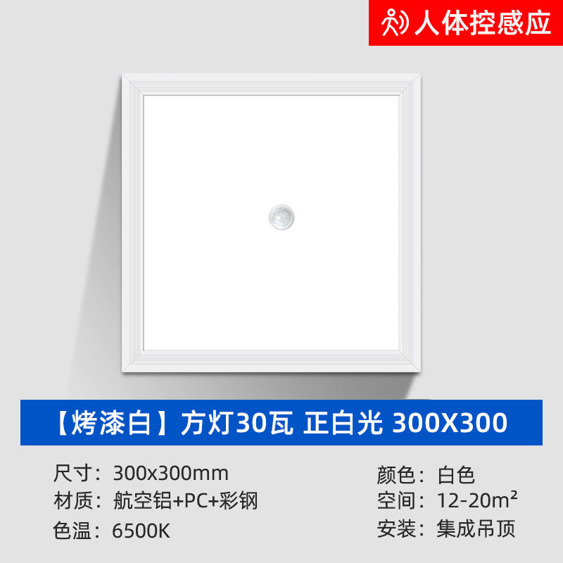 Led integrated ceiling smart panel light - bathroom, hallway, radar & motion sensor, aluminum clip-in, sound control flat panel light