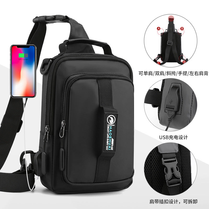 Factory direct sales new multi-functional men's breast bag fashion leisure shoulder messenger bag outdoor travel small bag