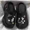 Women's summer outdoor slippers: stylish platform clogs with height boost, cute cartoon bear design, and beach-friendly closed-toe sandals with rhinestone accents