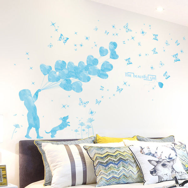 Love balloon girl romantic girl living room house decoration self-adhesive removable pvc wall sticker XL8272