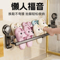 Suction cup slippers double pole punch-free bathroom toilet storage handy gadget wall-mounted drain home slipper rack