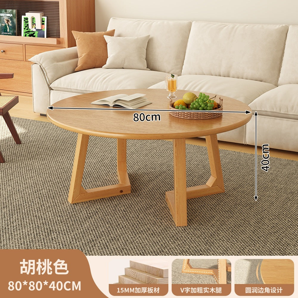 Japanese style solid wood living room coffee table small apartment insfor home log style round side table casual dining tea table