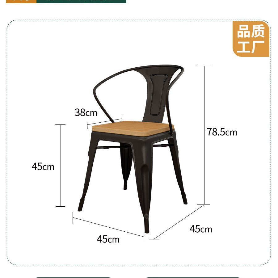 Cafe square table square wrought iron solid wood dining table commercial staff restaurant snack bar table and chair combination 1016