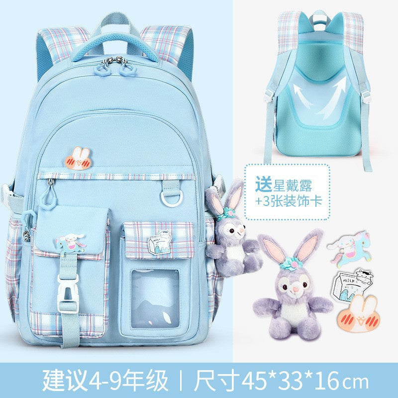 New cute and lightweight waterproof and load-reducing children's backpack, women's first to sixth grade backpack, children's school bag