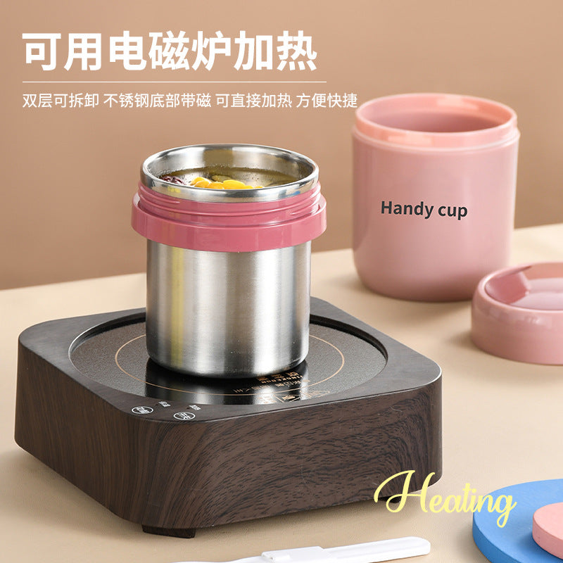 One stainless steel soup cup is sent on behalf of others, and the heat preservation can be heated. Soup pot, lunch box, porridge, milk cup, breakfast cup, food.