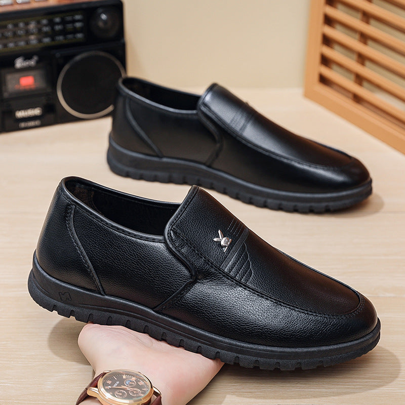 【genuine soft leather】men's autumn/winter leather shoes - stylish, versatile business casual shoes for men - soft sole, comfortable dad shoes for middle-aged and elderly men