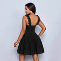 European and american cross-border   summer new arrival: elegant v-neck, designer elastic waist, solid color slip dress