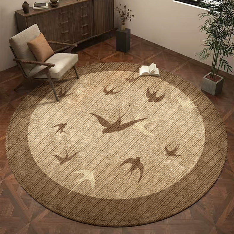 Chinese style round study swivel chair carpet non-slip and wear-resistant floor protective mat office computer chair bedroom floor mat