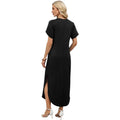 Amazon short-sleeve dress v-neck tank dress  summer new arrival side slit casual beach dress