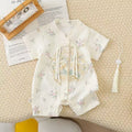 Infant chinese style romper - summer lightweight hanfu style - perfect for full month, first birthday, and baby shower - trendy bodysuit/rouge