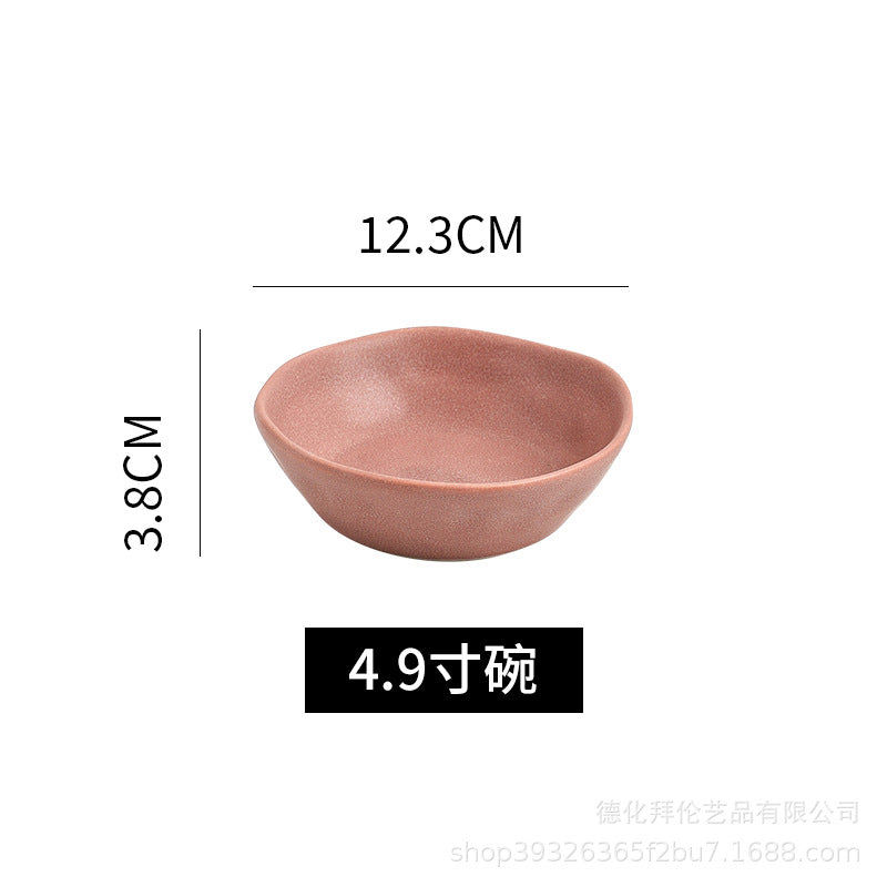 Irregular shaped bowls & plates - home ceramic salad bowl - nordic style shallow soup plate - matte minimalist flat plate - breakfast plate
