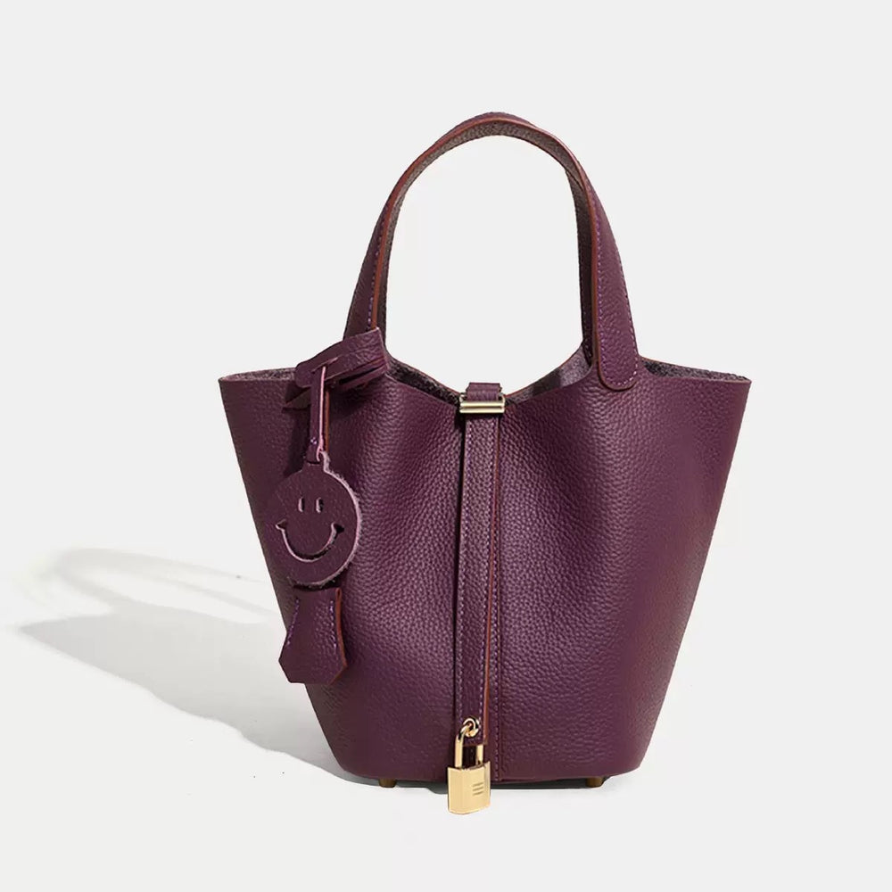 Genuine leather vegetable basket women's bag 2024 bucket bag large capacity satchel bag first layer cowhide classy genuine leather women's bag