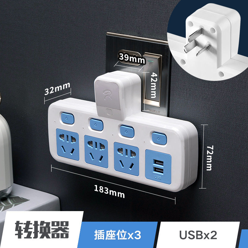 Multi-function wireless socket converter plug - one-to-multiple outlet panel with usb ports, night light, and power strip for home use
