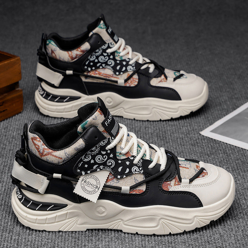 Men's shoes 2025 new spring collection: youth casual running sneakers, student platform shoes, non-slip dad shoes, trendy footwear for men
