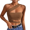 european and american style sexy cutout knit tank top - ultra short, one-shoulder bandeau top - hot girl style
