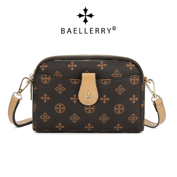 New women's shoulder bag Baellerry European and American old pattern double zipper fashionable large capacity versatile messenger bag