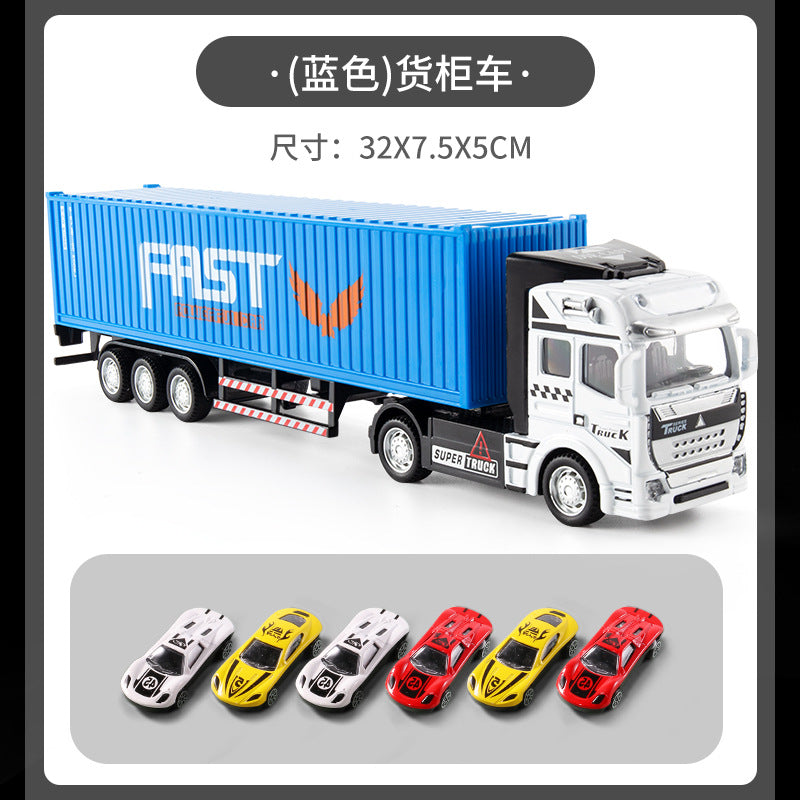Die-cast alloy semi-truck toy - kids' playset with trailer, container transport, and realistic container model - perfect for young truck enthusiasts!