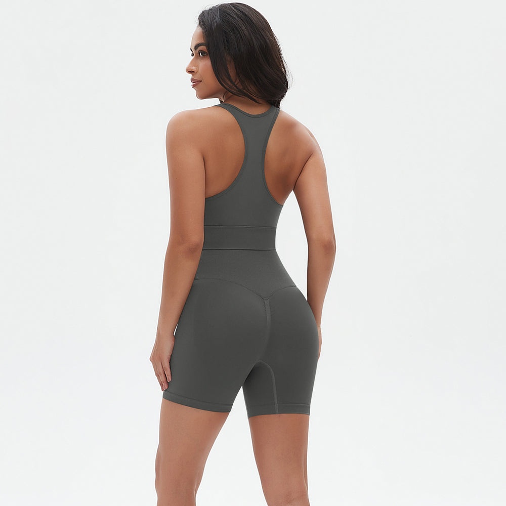 New quick-dry racerback sports bra and high-waisted butt-lifting tight shorts workout set - seamless yoga outfit for women (european & american style)