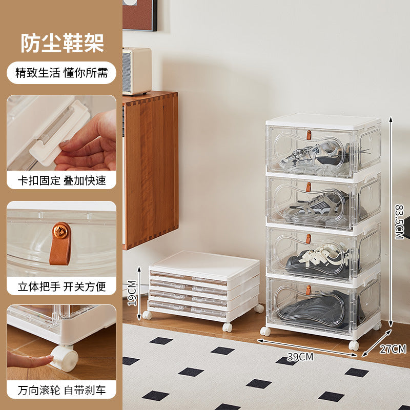 Door shoe cabinet foldable transparent large-capacity multi-layer shoe display finishing box installation-free dust-proof clean storage