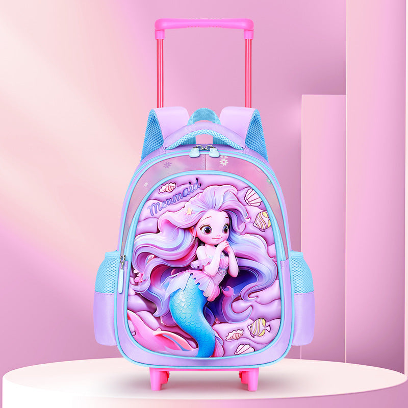 2026 new 3d dinosaur kindergarten trolley backpack - large capacity, lightweight, and easy-push cart backpack