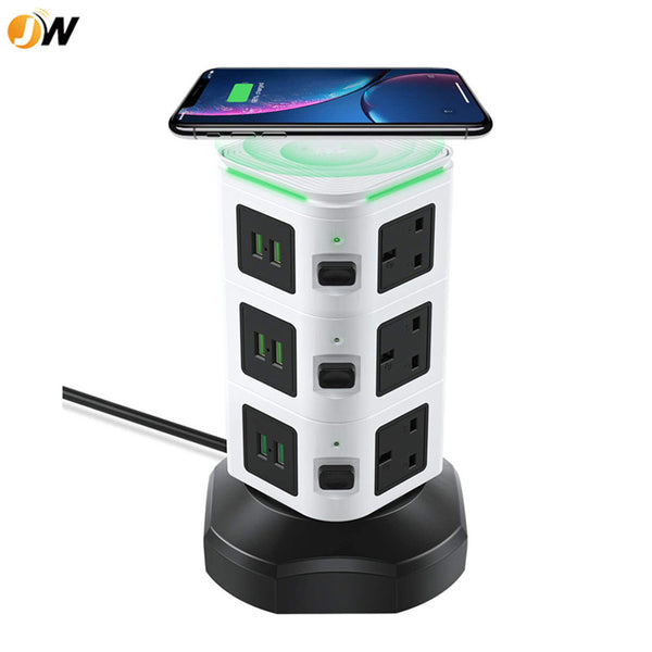 Factory production wireless charging plug-in board power strip can rotate take-up wireless charging plug-in USB smart socket